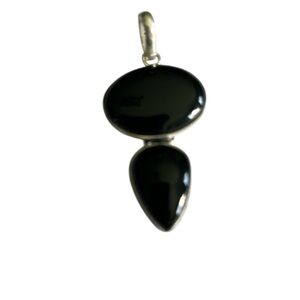 925 Sterling Silver Black Obsidian Pendant